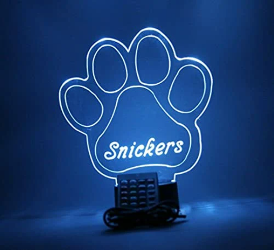 Paw Print LED Tabletop Nightlight Up Lamp, 16 Color Changing Options with Remote