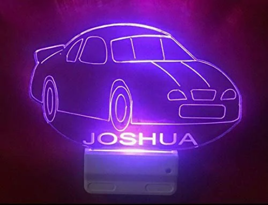 Sports Car Night Light Multi Color Personalized LED Wall Plug-in Cool-Touch Smart Dusk to Dawn Sensor Children's Bedroom Hallway, Super Cool