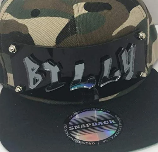 Personalized Custom Snapback Hat Six Panel Flat Bill Snap Back Hat Cap, Laser Cut Graffiti Letters, Custom Made to Order, Exclusive Creation