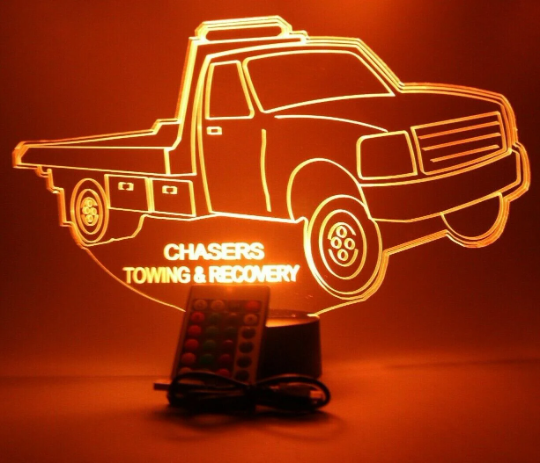 Flatbed Tow Truck LED Tabletop Night Light Up Lamp, 16 Color changing options with Remote