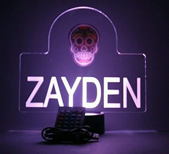 Sugar Skulls LED Tabletop Night Light Up Lamp, 16 Color Changing options with Remote