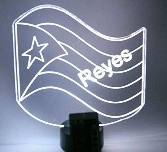 Puerto Rico PR Flag LED Tabletop Night Light Up Lamp, 16 Color options with Remote