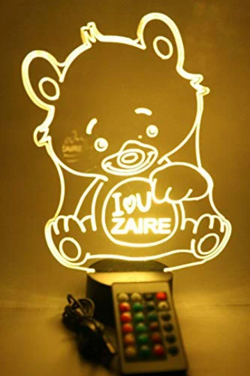 Teddy Bear LED Tabletop Night Light Up Lamp, 16 Color changing options with Remtoe