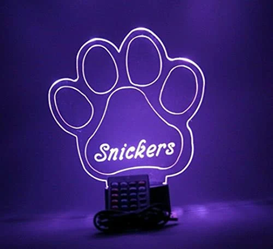 Paw Print LED Tabletop Nightlight Up Lamp, 16 Color Changing Options with Remote