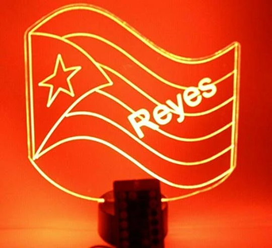 Puerto Rico PR Flag LED Tabletop Night Light Up Lamp, 16 Color options with Remote
