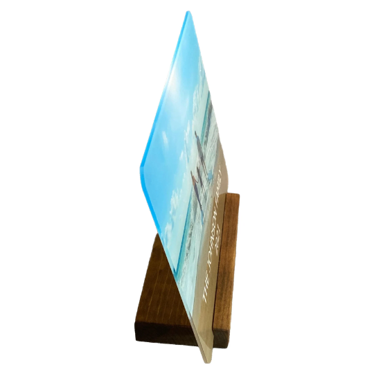 Custom Free Standing Picture Photo Frame Table Desk Stand Elegant Wood Base Display With Your Photo UV Printed