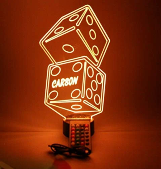 Dice LED Tabletop Nightlight Up Lamp, 16 Color Options with Remote