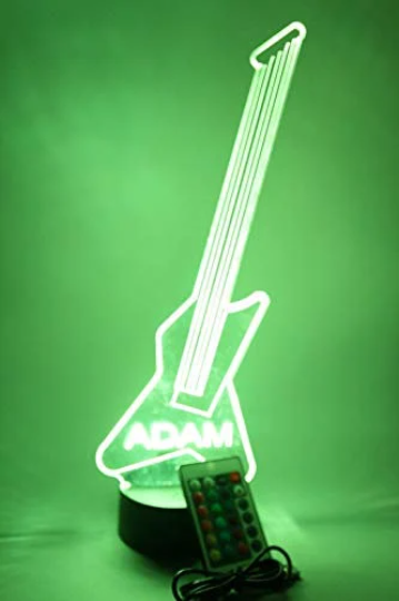 Electric Guitar Music LED Tabletop Night Light Up Lamp, 16 Color options with Remote