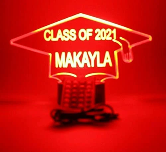 Class of Graduation Cap LED Tabletop Nightlight Up Lamp, 16 Color Changing Options with Remote