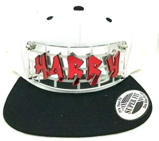 Custom White Hat Black Brim Snapback Hat, Laser Cut Letters