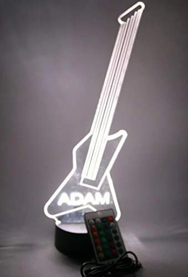 Electric Guitar Music LED Tabletop Night Light Up Lamp, 16 Color options with Remote
