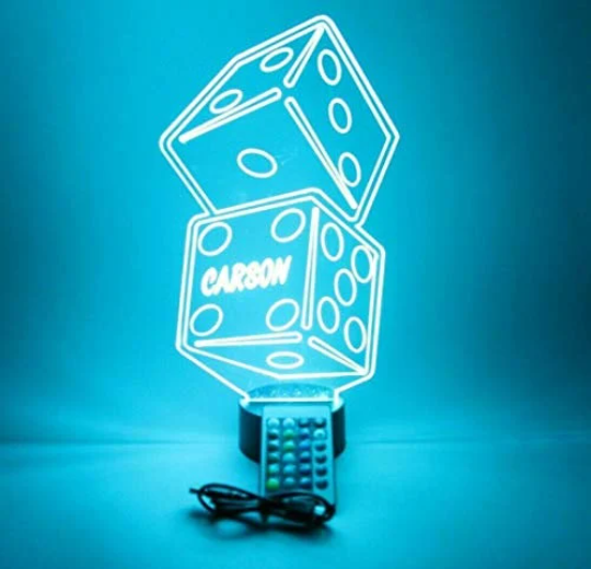 Dice LED Tabletop Nightlight Up Lamp, 16 Color Options with Remote