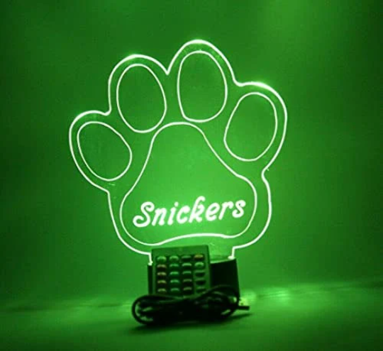 Paw Print LED Tabletop Nightlight Up Lamp, 16 Color Changing Options with Remote