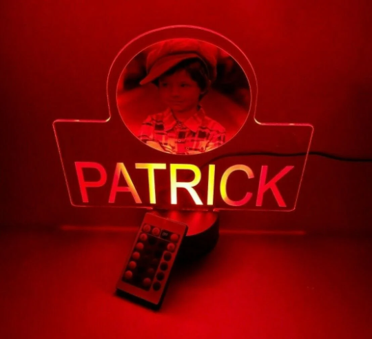 Your Custom Picture Photo Printed on Premium Clear Acrylic Night Light Table Lamp LED Personalized Free Engraved Name With Remote, 16 Colors