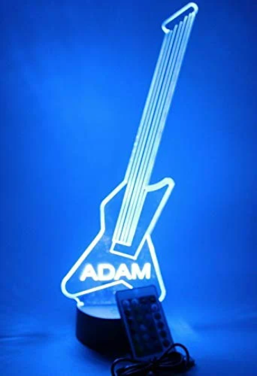 Electric Guitar Music LED Tabletop Night Light Up Lamp, 16 Color options with Remote