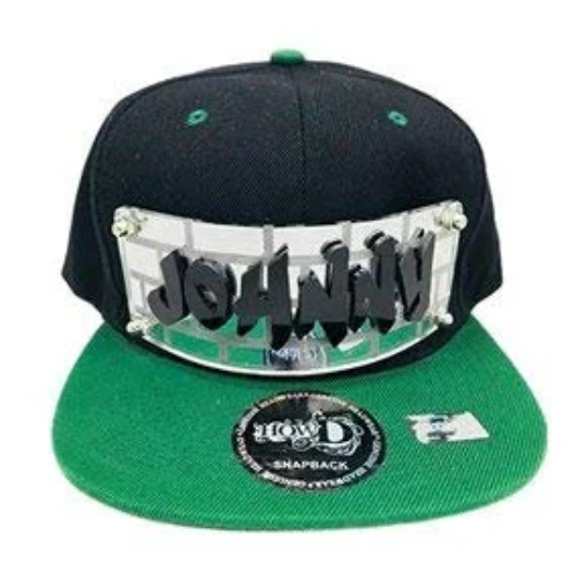 Personalized Custom Snapback Hat Six Panel Flat Bill Snap Back Hat Cap, Laser Cut Graffiti Letters, Custom Made to Order, Exclusive Creation