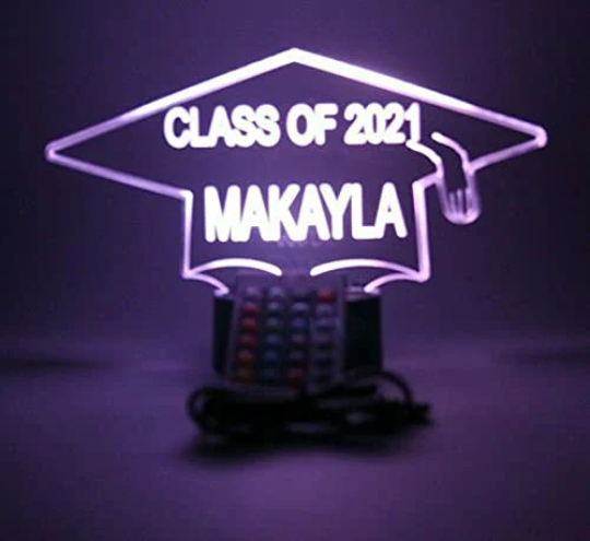 Class of Graduation Cap LED Tabletop Nightlight Up Lamp, 16 Color Changing Options with Remote