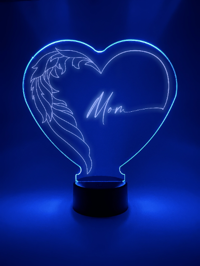 Angel Wing Miss Yoou Heart Shaped LED Tabletop Night Light Lamp, 16 Color Changing Options with Remote