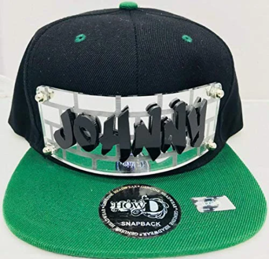 Personalized Custom Snapback Hat Six Panel Flat Bill Snap Back Hat Cap, Laser Cut Graffiti Letters, Custom Made to Order, Exclusive Creation