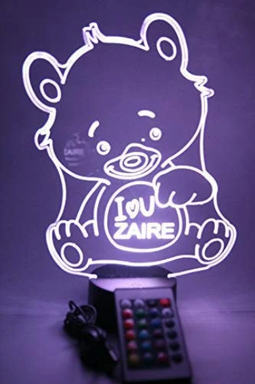 Teddy Bear LED Tabletop Night Light Up Lamp, 16 Color changing options with Remtoe
