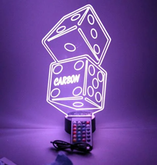 Dice LED Tabletop Nightlight Up Lamp, 16 Color Options with Remote