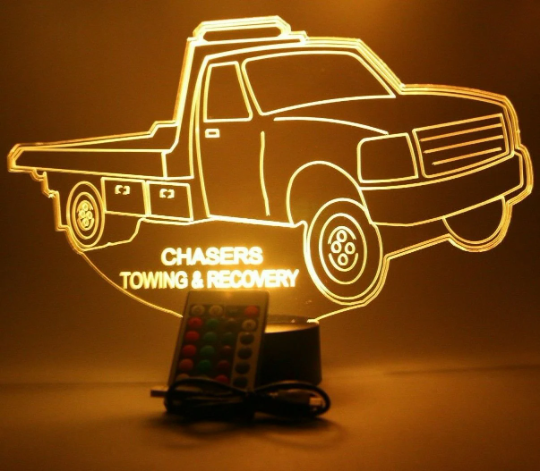 Flatbed Tow Truck LED Tabletop Night Light Up Lamp, 16 Color changing options with Remote