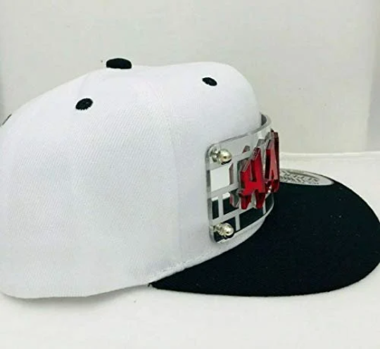 Custom White Hat Black Brim Snapback Hat, Laser Cut Letters