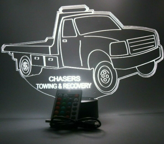 Flatbed Tow Truck LED Tabletop Night Light Up Lamp, 16 Color changing options with Remote