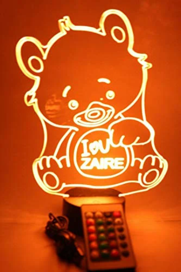 Teddy Bear LED Tabletop Night Light Up Lamp, 16 Color changing options with Remtoe