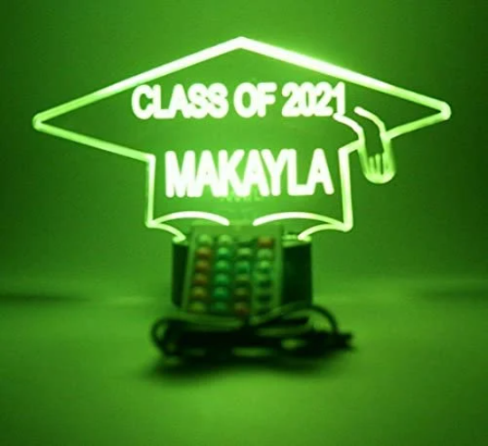Class of Graduation Cap LED Tabletop Nightlight Up Lamp, 16 Color Changing Options with Remote