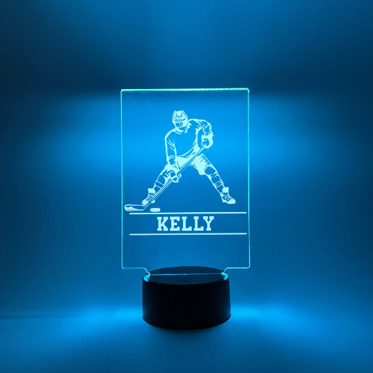 Hockey Night Light Up Table Desk Lamp LED Personalized Free Engraving