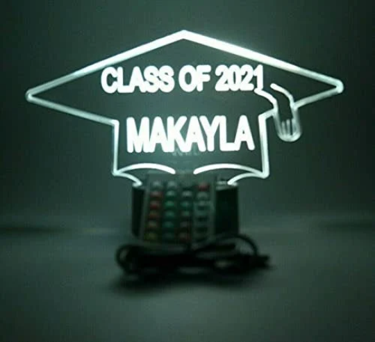 Class of Graduation Cap LED Tabletop Nightlight Up Lamp, 16 Color Changing Options with Remote