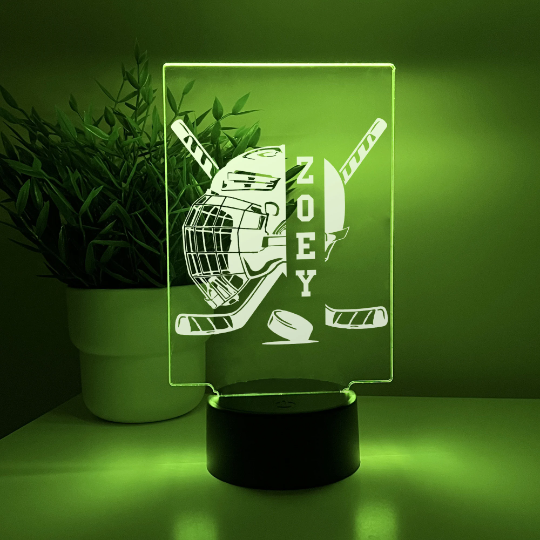 Hockey Night Light Up Table Desk Lamp LED Personalized Free Engraving