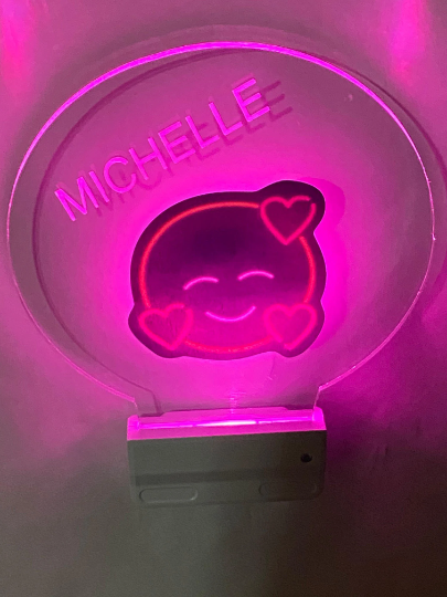 Smiley Heart Emoji Night Light Multi Color Personalized LED Room Wall Plug-in Cool-Touch Smart Dusk to Dawn Sensor, Bedroom Hallway Bathroom