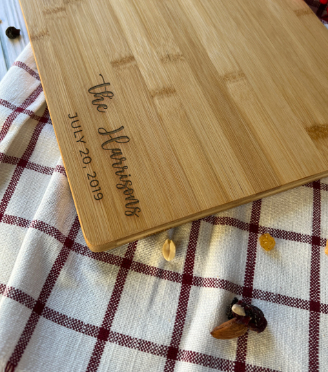 Large Personalized Custom Cutting Cheese Charcuterie Board 14"x10" Engraved Premium Wood