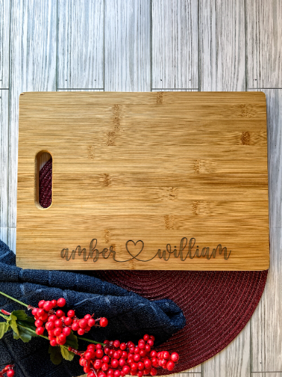 Large Personalized Custom Cutting Cheese Charcuterie Board 14"x10" Engraved Premium Wood