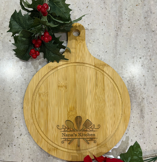 Large Charcuterie Board 13"x10" Round Premium Wood Engraved
