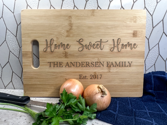 Large Personalized Custom Cutting 14"x10" Engraved Premium Wood