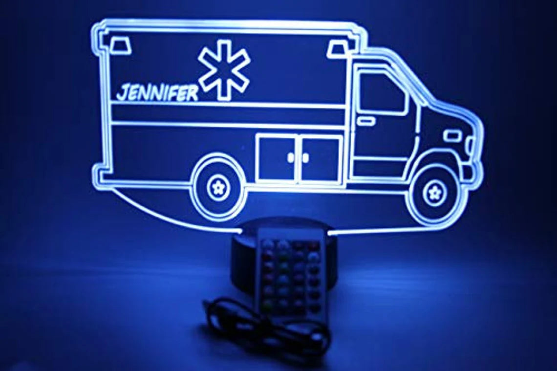 Ambulance LED Tabletop Night Light Up Lamp, 16 Color options with Remote