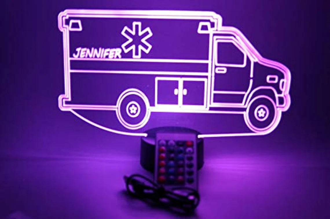 Ambulance LED Tabletop Night Light Up Lamp, 16 Color options with Remote