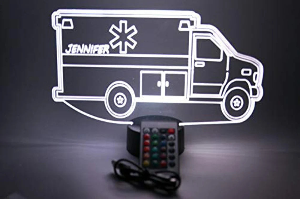 Ambulance LED Tabletop Night Light Up Lamp, 16 Color options with Remote