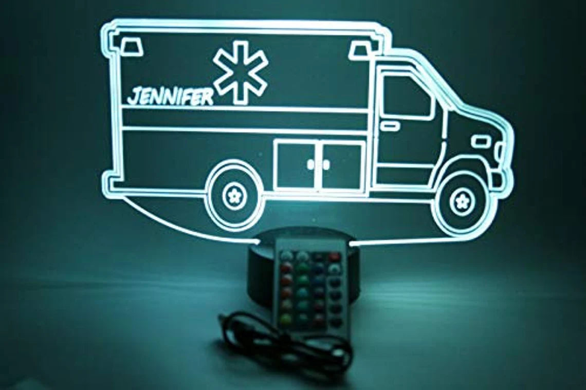 Ambulance LED Tabletop Night Light Up Lamp, 16 Color options with Remote