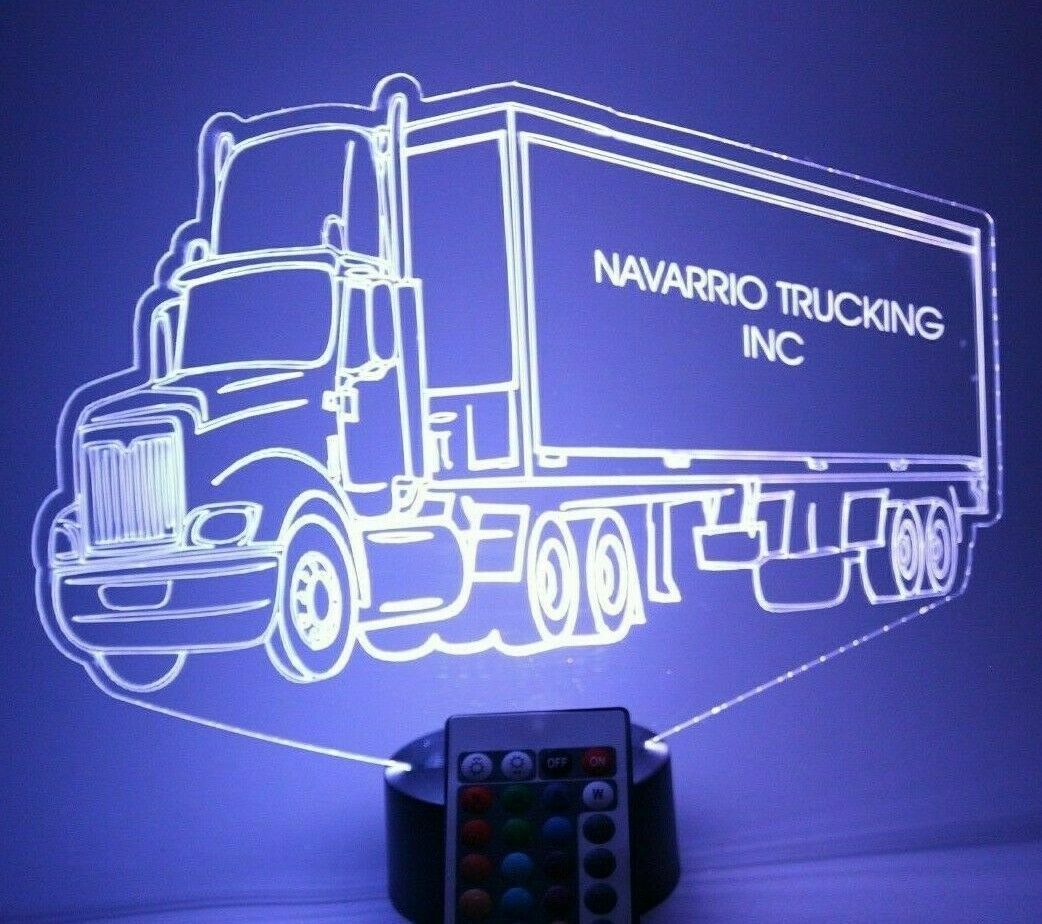 Tractor Trailer LED Tabletop Night Light Up Lamp, 16 Color options with Remote
