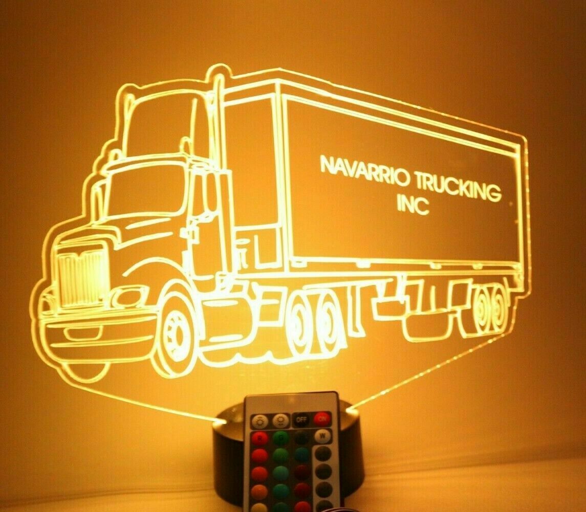 Tractor Trailer LED Tabletop Night Light Up Lamp, 16 Color options with Remote