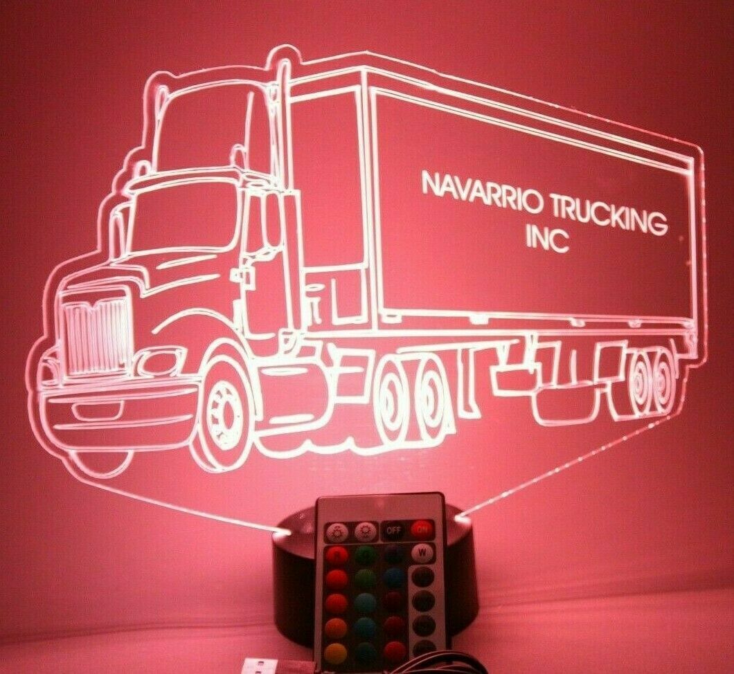 Tractor Trailer LED Tabletop Night Light Up Lamp, 16 Color options with Remote
