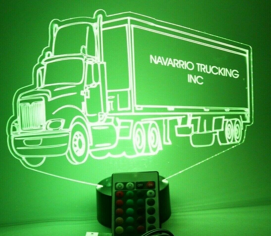 Tractor Trailer LED Tabletop Night Light Up Lamp, 16 Color options with Remote