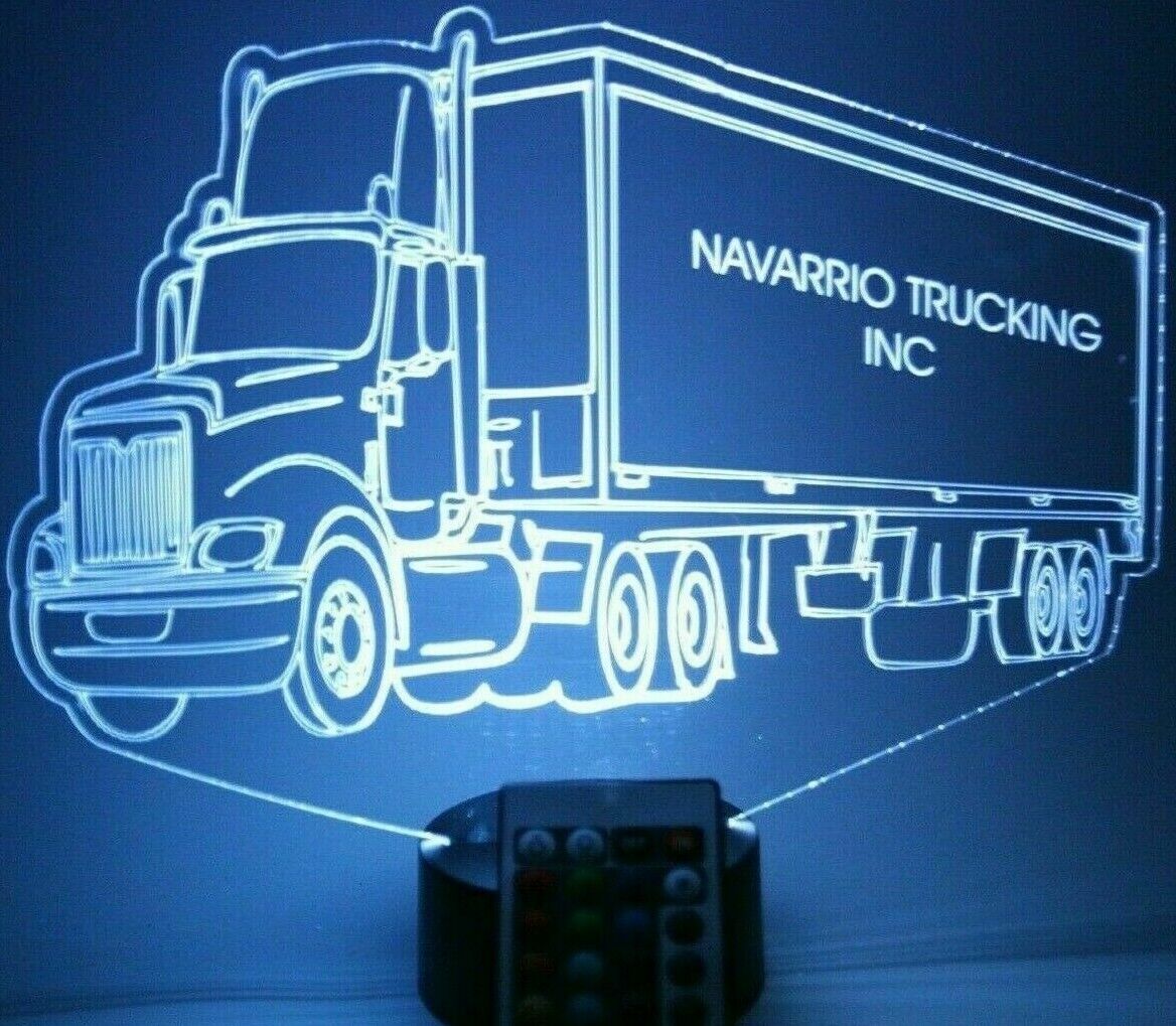 Tractor Trailer LED Tabletop Night Light Up Lamp, 16 Color options with Remote