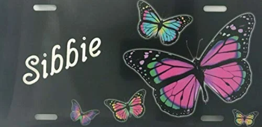 Custom Engraved Butterfly License Vanity Plate