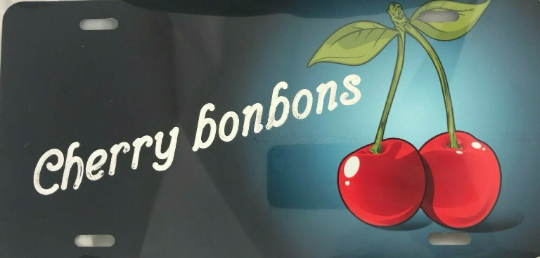 Custom Engraved Red Cherries License Vanity Plate