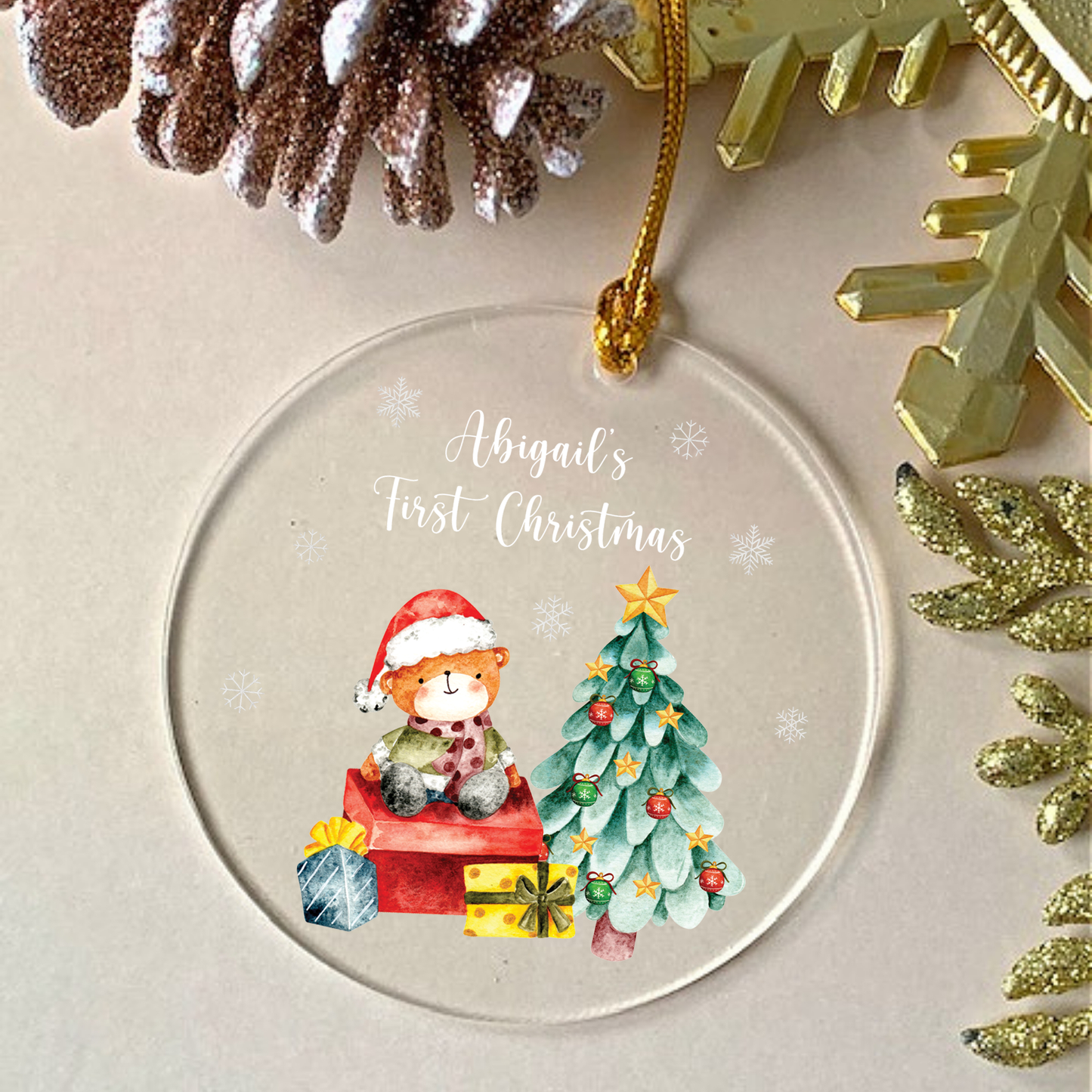 First Christmas Animal Ornament with Personalized Engraved Name
